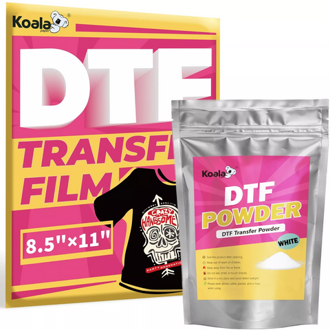 Koala DTF Transfer Film 8.5 x 11 Inches 50 Sheets with Koala DTF White Powder Bundle