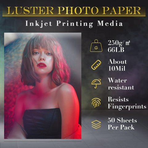 A-SUB 250gsm RC Premium Photo Paper Luster for Inkjet Printers 50 Sheets 66lb