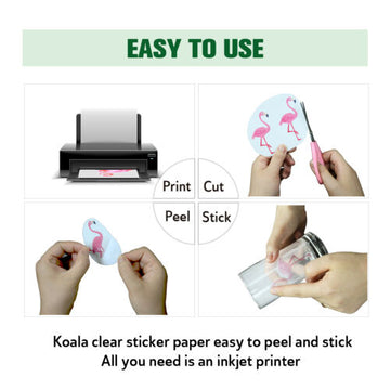 Bulk 240 Sheets Koala Glossy Sticker Label Paper Full Sheet Printable Blank  White Self-adhesive Glossy Paper for Inkjet Printer 8.5x11 inch 