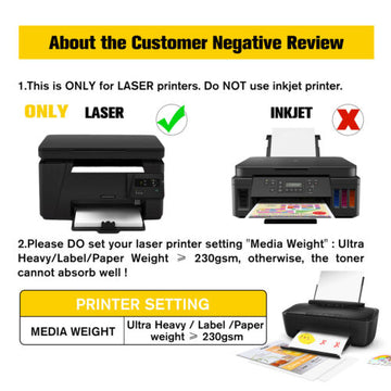 Printable Clear Sticker Paper for Inkjet Printer & Laser 8.5